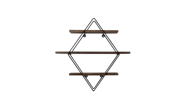 Nástěnná police ARMADDIO, černá/vlašský ořech