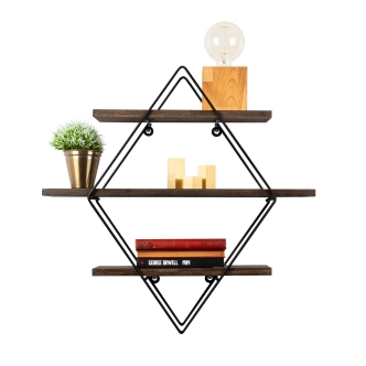 Nástěnná police ARMADDIO, černá/vlašský ořech