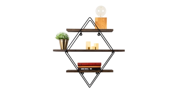 Nástěnná police ARMADDIO, černá/vlašský ořech