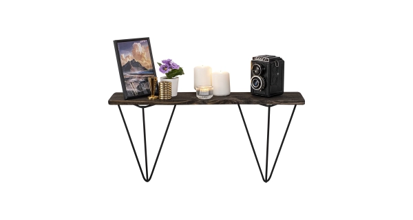 Nástěnná police AURÉLIE, černá/tmavý ořech