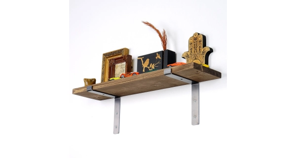 Nástěnná police BECKY, černá/vlašský ořech