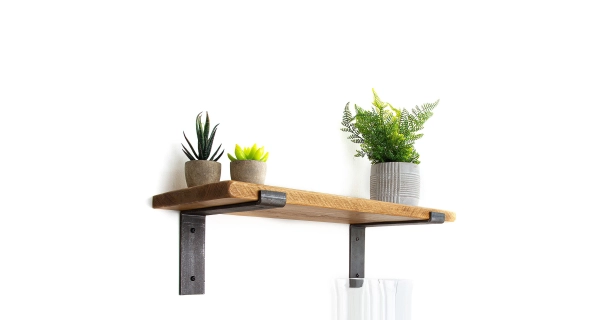 Nástěnná police BECKY, černá/vlašský ořech