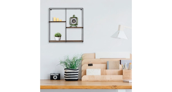 Nástěnná police BENELUX, černá/vlašský ořech