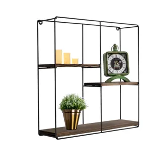 Nástěnná police BENELUX, černá/vlašský ořech