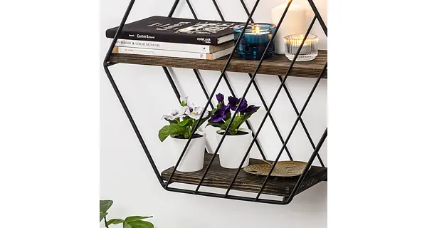 Nástěnná police BENJAMIN, černá/tmavý ořech