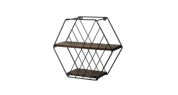 Nástěnná police BENJAMIN, černá/tmavý ořech