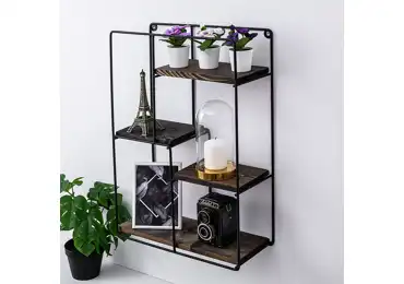 Nástěnná police BEVERLY, černá/vlašský ořech