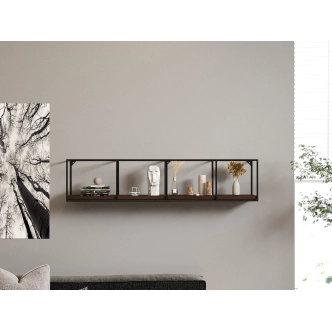 Nástěnná police BRAVIA, vlašský ořech/černá