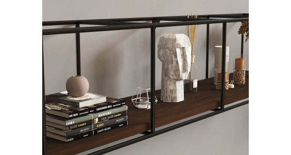 Nástěnná police BRAVIA, vlašský ořech/černá