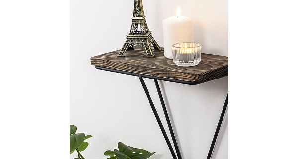 Nástěnná police CAMONIX, černá/tmavý ořech