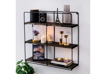 Nástěnná police ČIKITA, černá/vlašský ořech