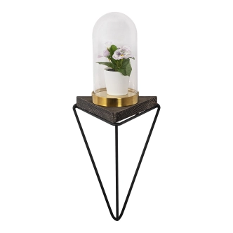 Nástěnná police CLISHAM, černá/tmavý ořech