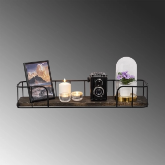 Nástěnná police DACE, černá/tmavý ořech