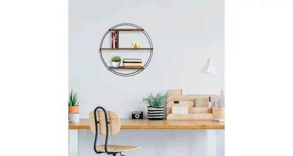 Nástěnná police DARK, černá/vlašský ořech