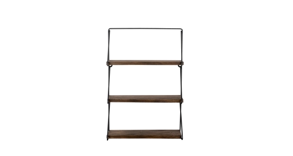 Nástěnná police DEMETRIA, černá/vlašský ořech