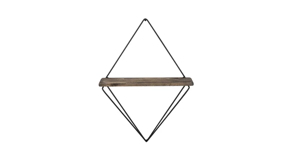 Nástěnná police LEVEN, černá/tmavý ořech