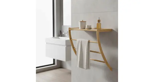 Nástěnná police PONQUINHAL, masiv bambus přírodní odstín