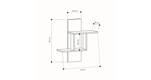 Nástěnná police WELSAR, antracit
