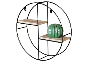 Nástěnná polička TREMIR, černý kov/dub