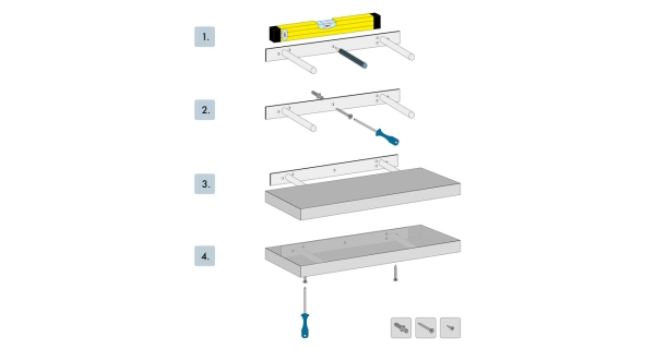 Nástěnná polička WELNALYOR 60 cm, černá