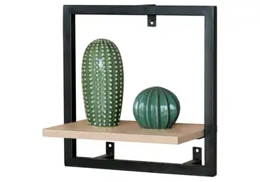 Nástěnná polička YORARHAL 35x20 cm, dub, černý kov