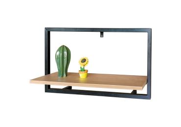 Nástěnná polička YORARHAL 65x20 cm, dub, černý kov