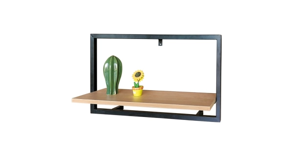 Nástěnná polička YORARHAL 65x20 cm, dub, černý kov