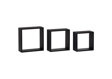 Nástěnné poličky VICENTE, sada 3 ks, matná černá