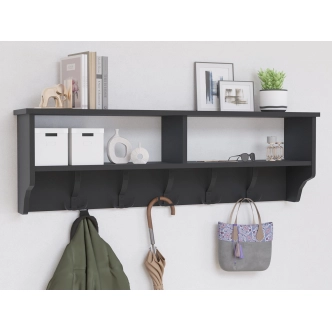 Nástěnný věšák BRELI s policí, antracit