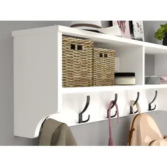 Nástěnný věšák BRELI s policí, bílá