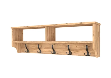 Nástěnný věšák BRELI s policí, borovice