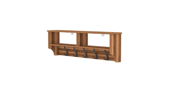 Nástěnný věšák BRELI s policí, ořech