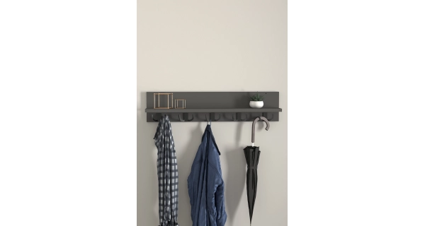 Nástěnný věšák FLOSE s policí, antracit