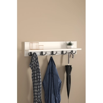 Nástěnný věšák FLOSE s policí, bílá