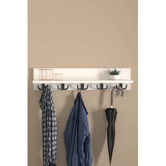 Nástěnný věšák FLOSE s policí, bílá