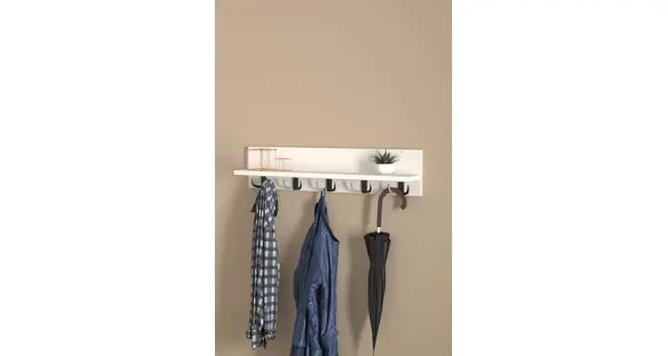 Nástěnný věšák FLOSE s policí, bílá