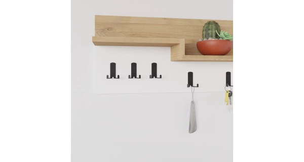 Nástěnný věšák FRILOR s policí, dub/bílá