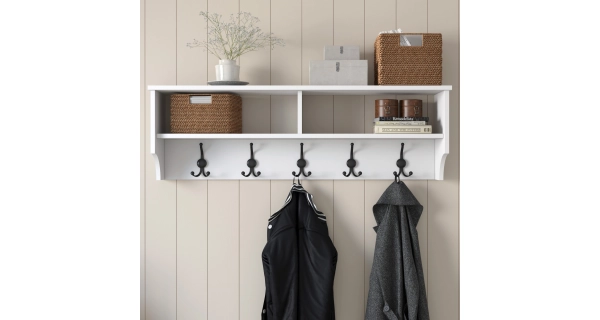 Nástěnný věšák KALDAL s policí, bílá