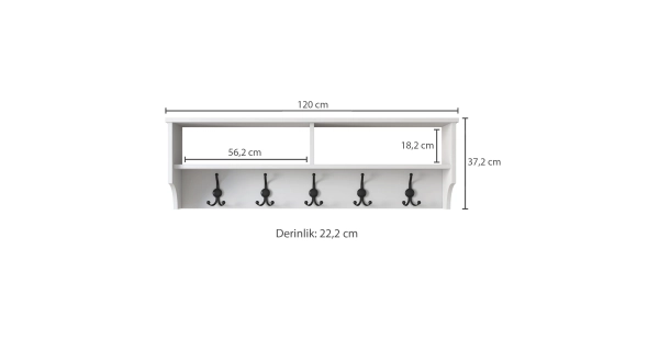 Nástěnný věšák KALDAL s policí, bílá