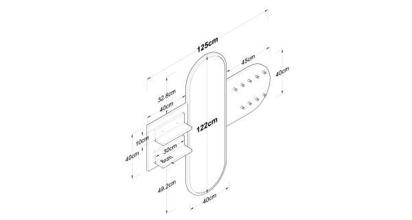 Nástěnný věšák NEMARON se zrcadlem, bílý