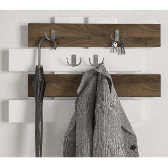 Nástěnný věšák SILVERT, bílá/vlašský ořech