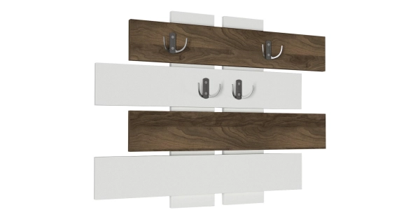 Nástěnný věšák SILVERT, bílá/vlašský ořech