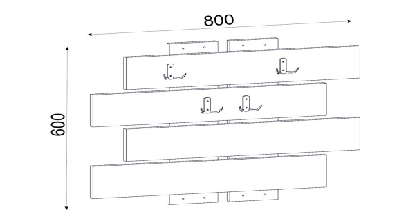 Nástěnný věšák SILVERT, bílá/vlašský ořech