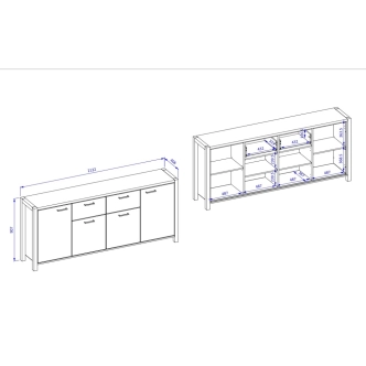 NATALENSIS komoda 4D2S, dub taurus/černý mat
