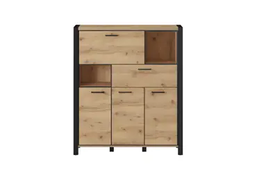 NATALENSIS komoda vysoká 3D1S1K, dub taurus/černý mat