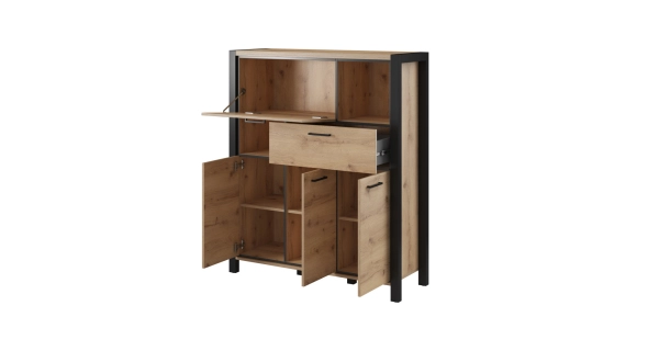 NATALENSIS komoda vysoká 3D1S1K, dub taurus/černý mat