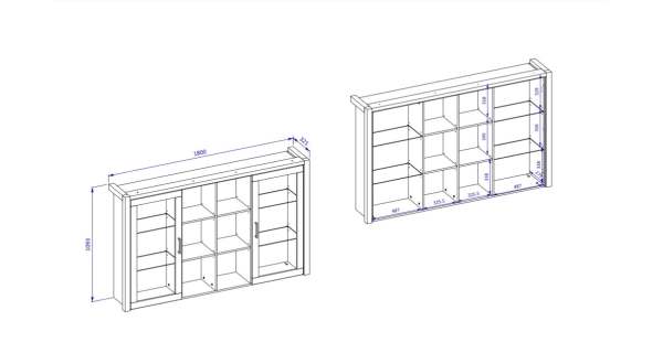 NATALENSIS nástavec 2D na komodu 2D3S, dub taurus/černý mat