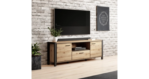 NATALENSIS televizní stolek 180 cm, dub taurus/černý mat