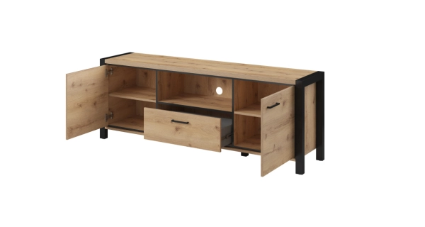 NATALENSIS televizní stolek 180 cm, dub taurus/černý mat