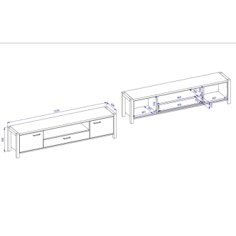 NATALENSIS televzní stolek 210 cm, dub taurus/černý mat